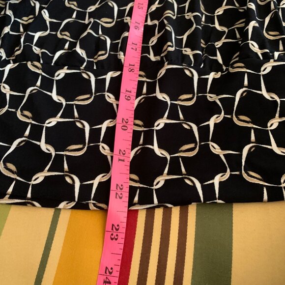 NWT Adrienne Vittadini Women's Blouse B&W Geometric High-Neck Banded Waist Sz - Picture 10 of 14